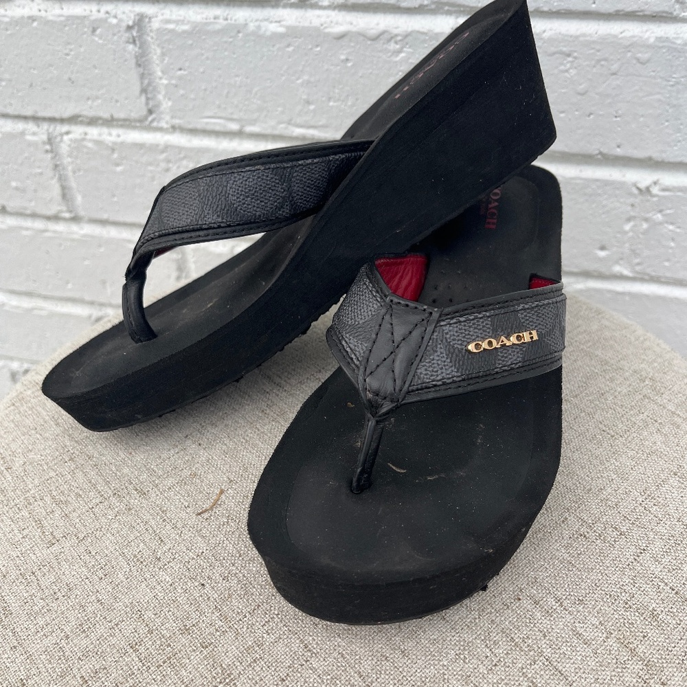 COACH wedge flip flops